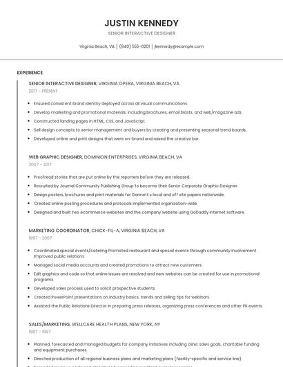 Senior Interactive Designer Resume