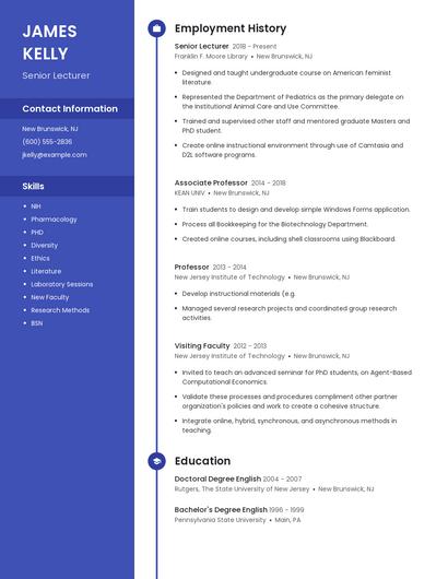 Senior Lecturer Resume