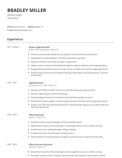 Senior Legal Assistant Resume