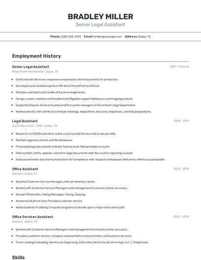 Senior Legal Assistant Resume