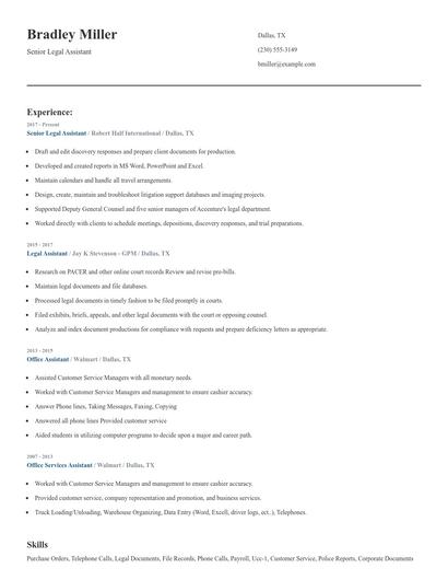 Senior Legal Assistant Resume