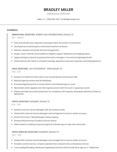 Senior Legal Assistant Resume