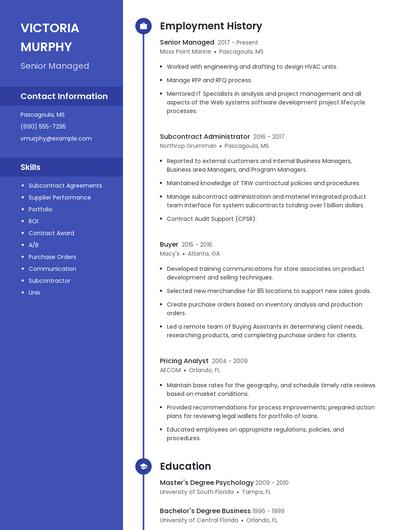 Senior Managed Resume