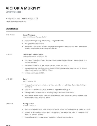 Senior Managed Resume