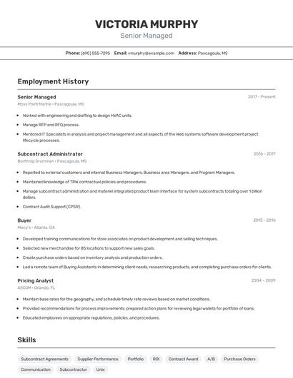 Senior Managed Resume