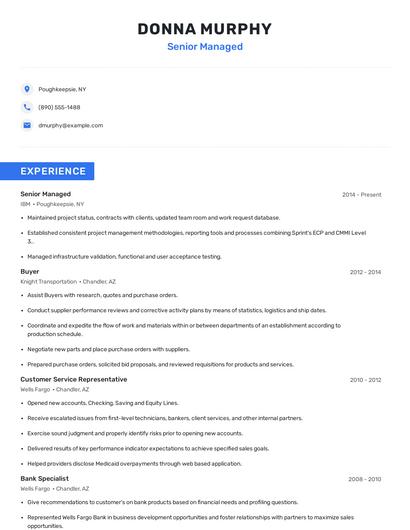 Senior Managed Resume