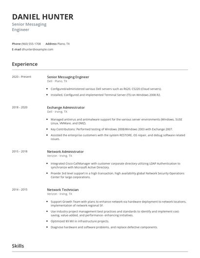 Senior Messaging Engineer Resume