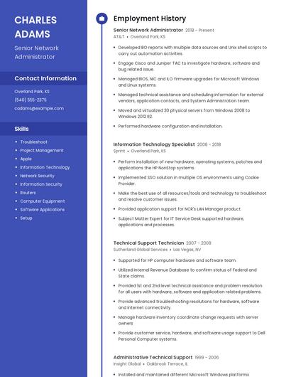 Senior Network Administrator Resume
