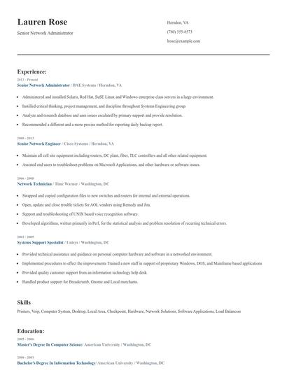 Senior Network Administrator Resume