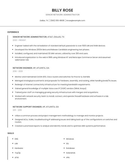 Senior Network Administrator Resume