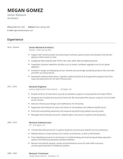 Senior Network Architect Resume