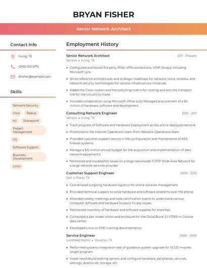 Senior Network Architect Resume
