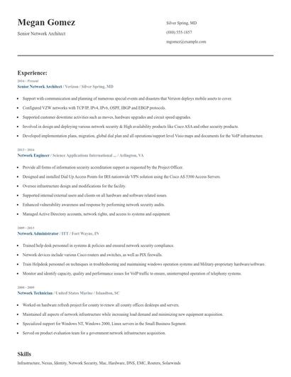 Senior Network Architect Resume