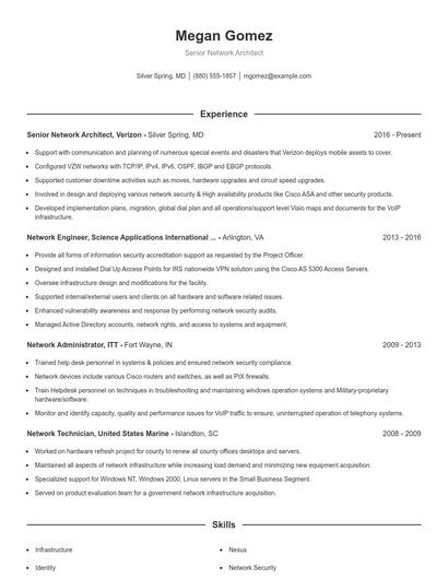 Senior Network Architect Resume