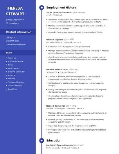 Senior Network Consultant Resume