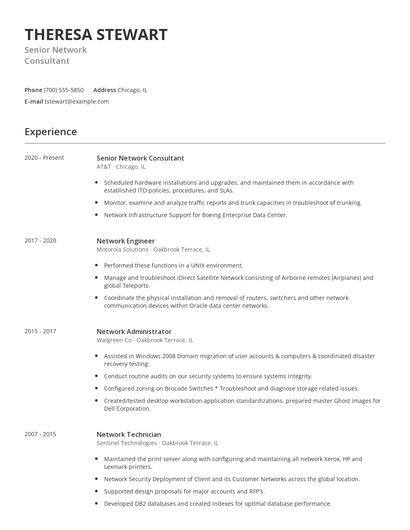 Senior Network Consultant Resume