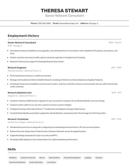 Senior Network Consultant Resume