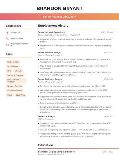 Senior Network Consultant Resume