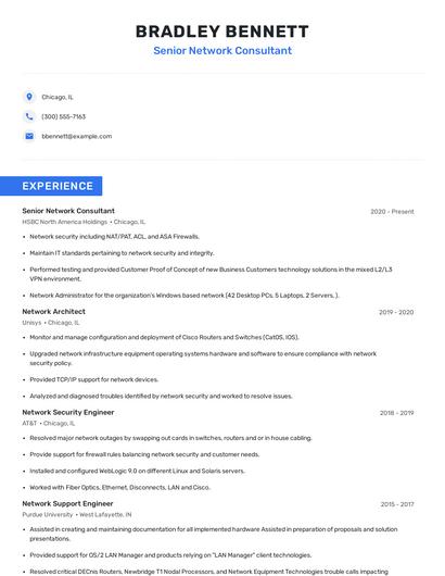 Senior Network Consultant Resume