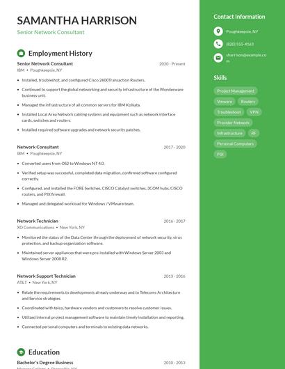 Senior Network Consultant Resume