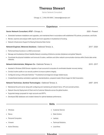 Senior Network Consultant Resume