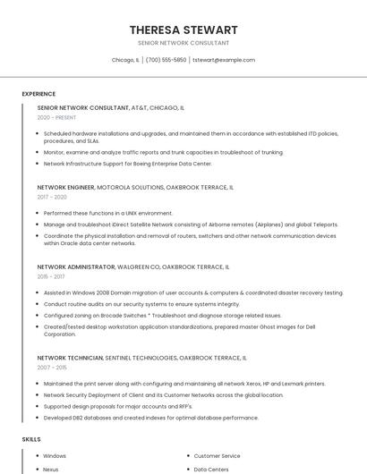 Senior Network Consultant Resume
