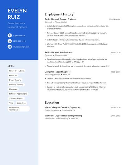 Senior Network Support Engineer Resume