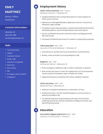 Senior Office Assistant Resume