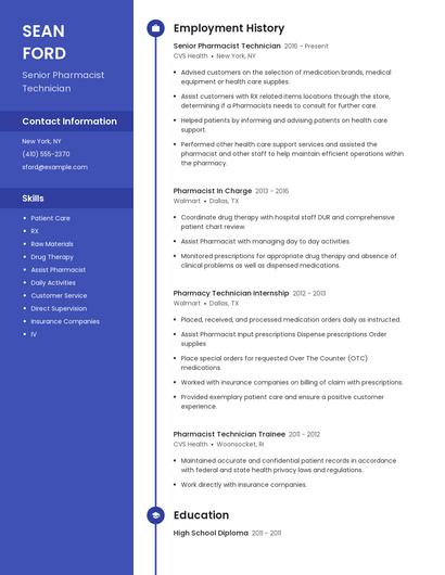 Senior Pharmacist Technician Resume