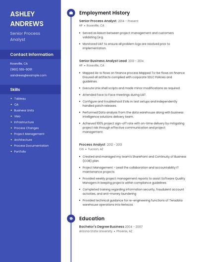 Senior Process Analyst Resume