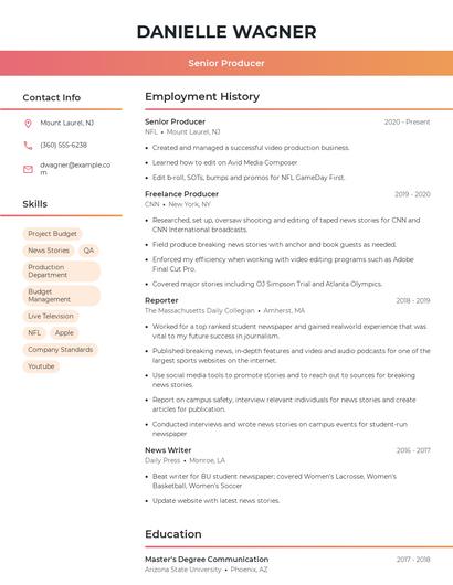 Senior Producer Resume