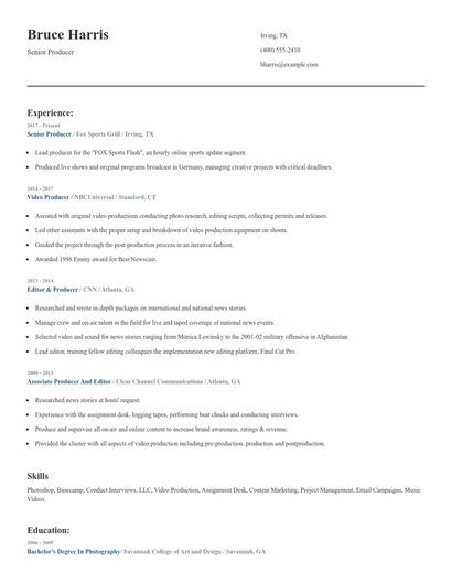Senior Producer Resume