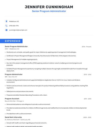 Senior Program Administrator Resume