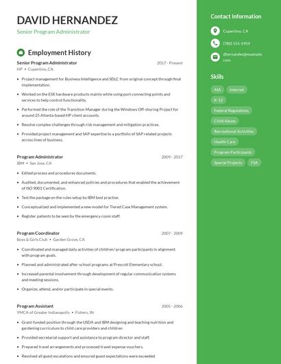 Senior Program Administrator Resume