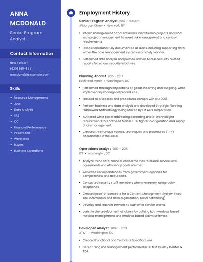 Senior Program Analyst Resume