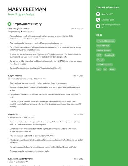 Senior Program Analyst Resume