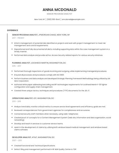 Senior Program Analyst Resume