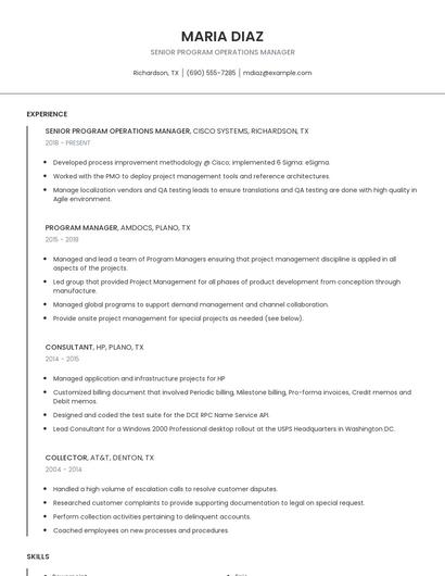 Senior Program Operations Manager Resume