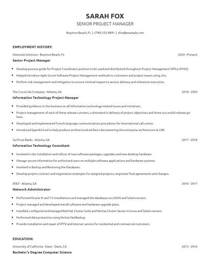 Senior Project Manager Resume