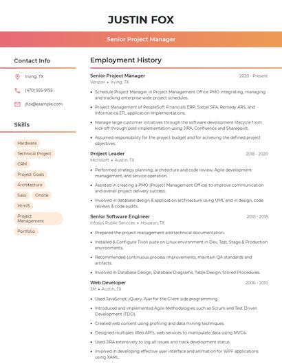 Senior Project Manager Resume