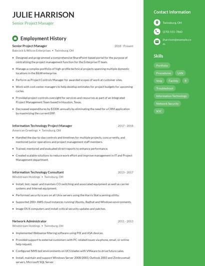 Senior Project Manager Resume