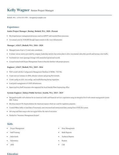 Senior Project Manager Resume