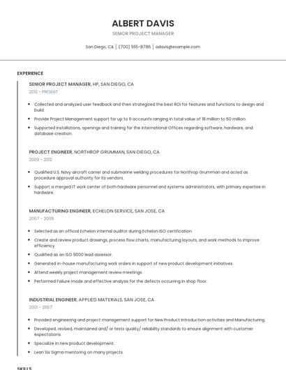 Senior Project Manager Resume