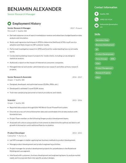 Senior Research Manager Resume