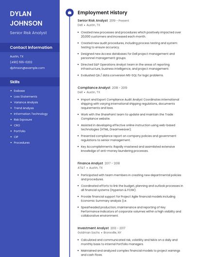 Senior Risk Analyst Resume