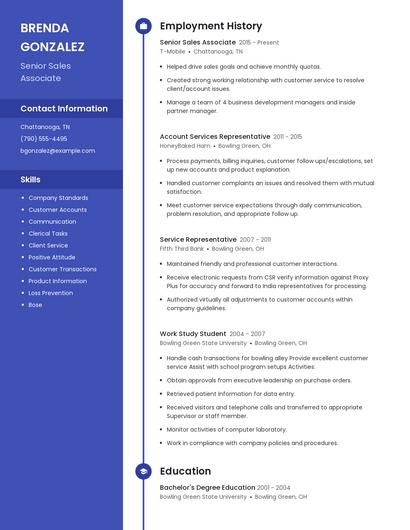 Senior Sales Associate Resume