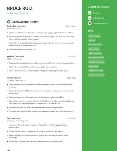 Senior Sales Associate Resume