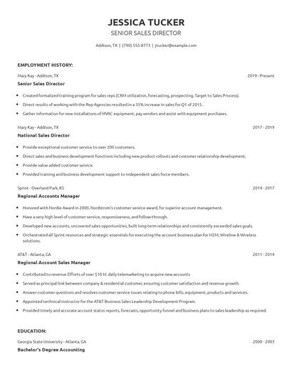 Senior Sales Director Resume