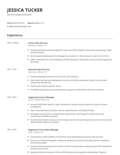 Senior Sales Director Resume
