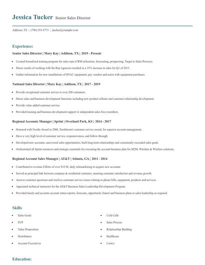Senior Sales Director Resume